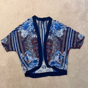 Floral Blue Kimono Cardigan
